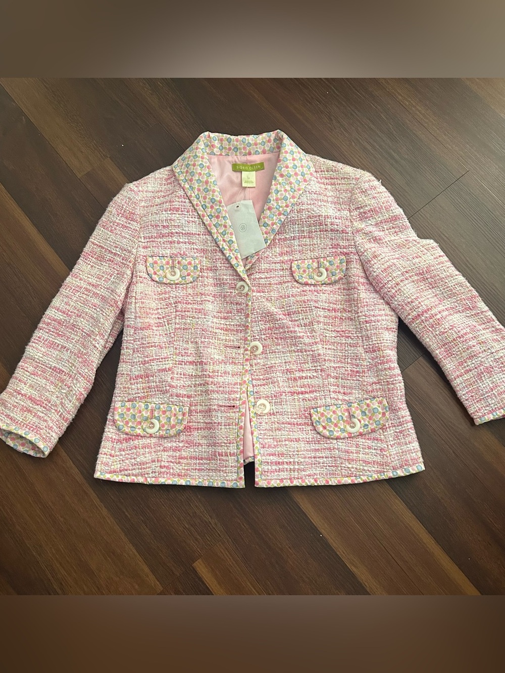 Sigrid Olsen Vintage Y2K Petite 10 Pink Bouclé Tweed Jacket NWT